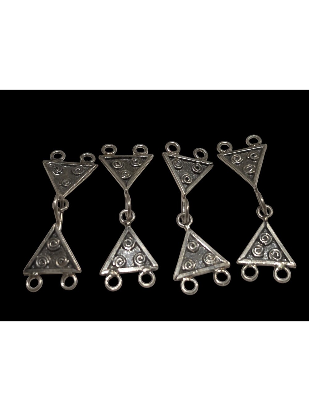 Lot of 4 Bali Sterling Silver Triangle Multi Strand 2-Hole Hook Clasps 9.2g